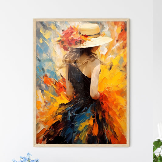 Back Of Woman With Big Hat And Shadow - A Pa - Framed Art Print