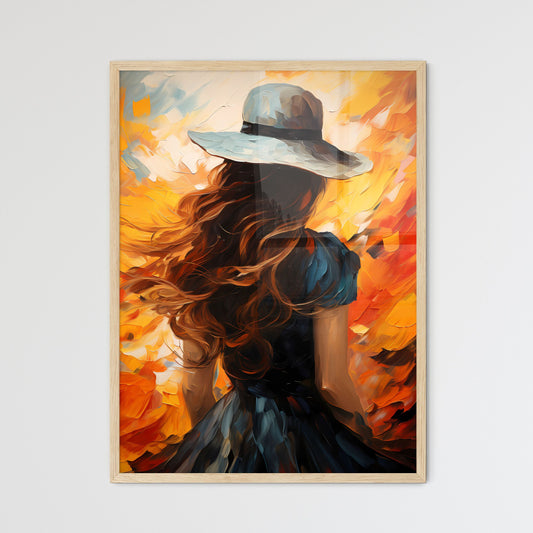 Back Of Woman With Big Hat And Shadow - A Pa - Framed Art Print