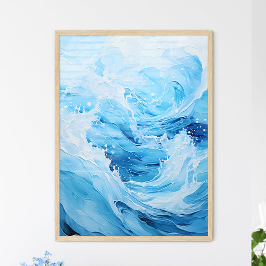 Blue Water Sea Waves Abstract - A Blue And W - Framed Art Print