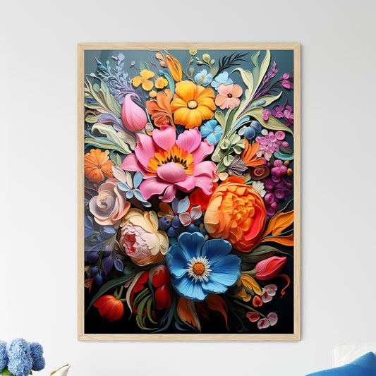 Bouquet Of Colorful Spring Flowers - A Color - Framed Art Print