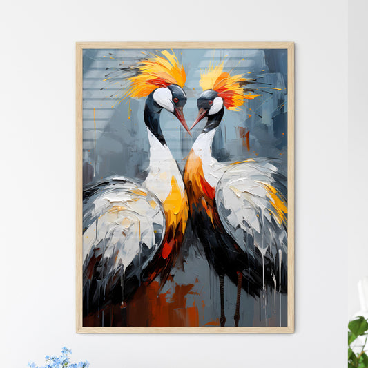 Breeding Dance Of Grey Crowned Cranes  Wall Art