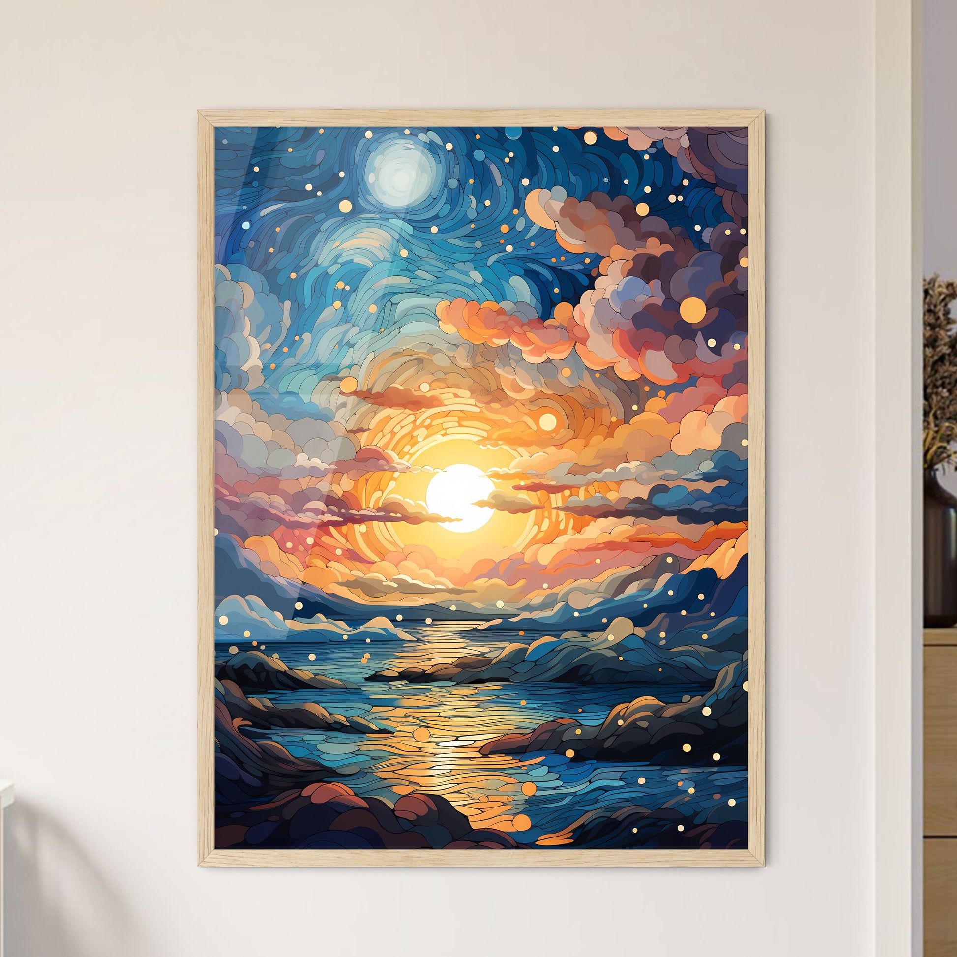 Cartoon Sky - A Colorful L - Framed Art Print