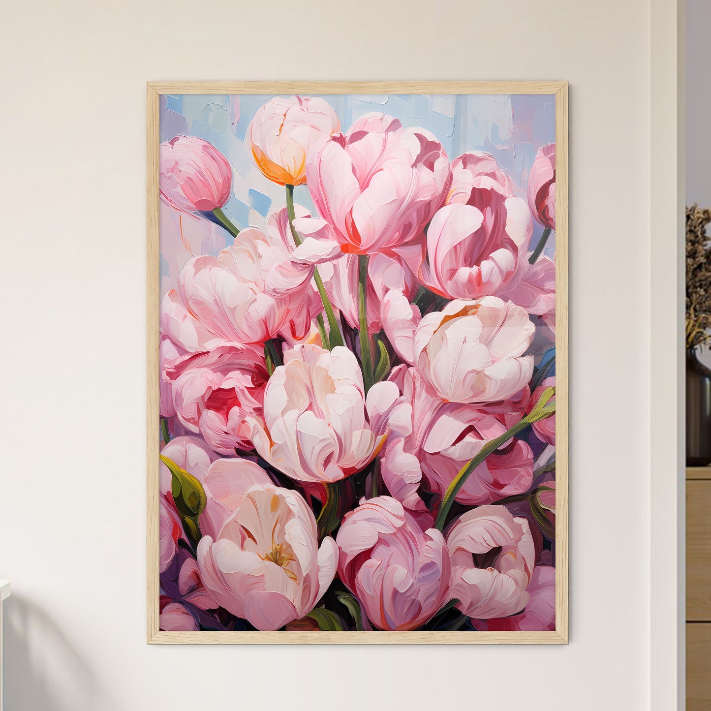 Close-Up Of Lots Of Pink Tulips - A Close Up - Framed Art Print