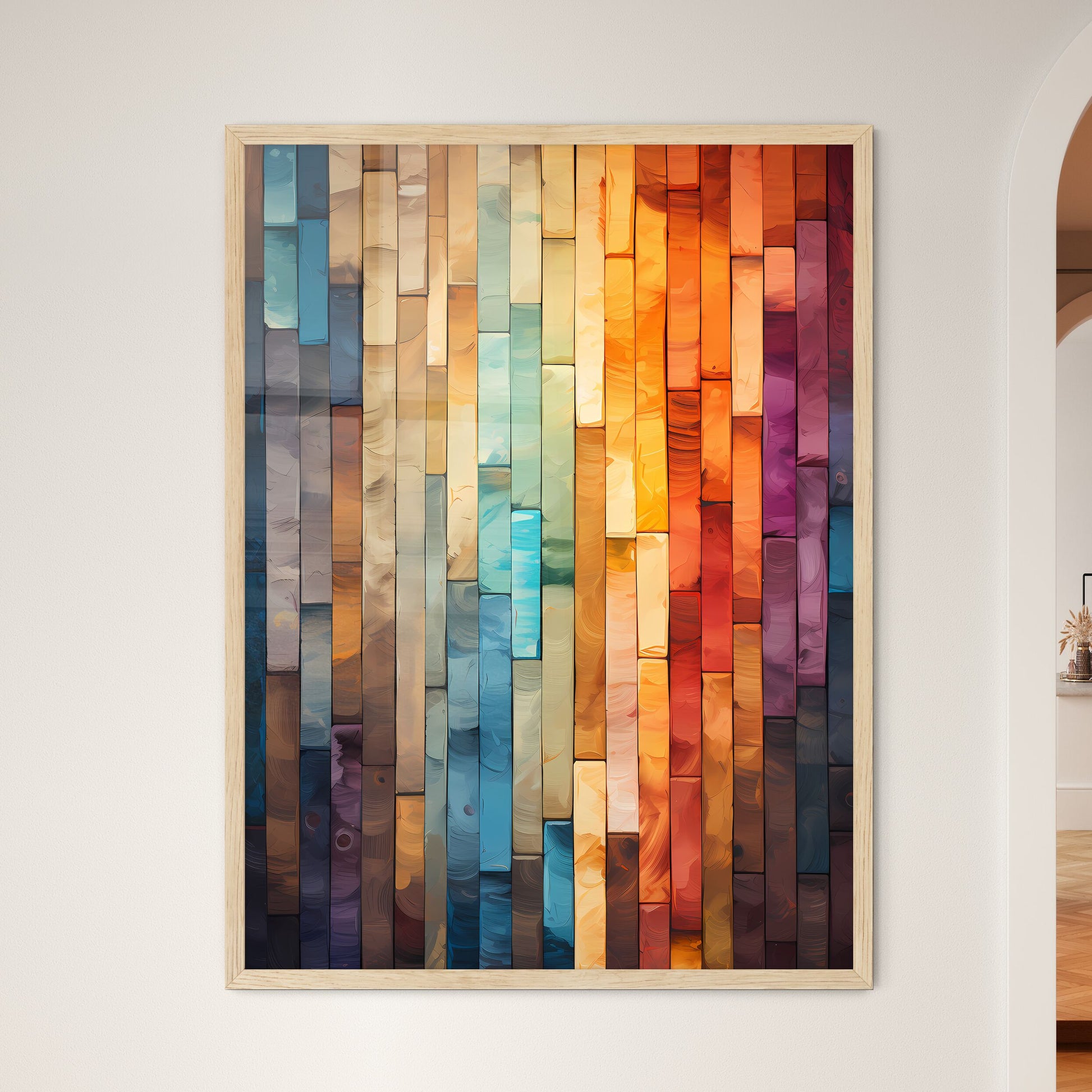 Color Wood Panels Perspective - A Multicolor - Framed Art Print