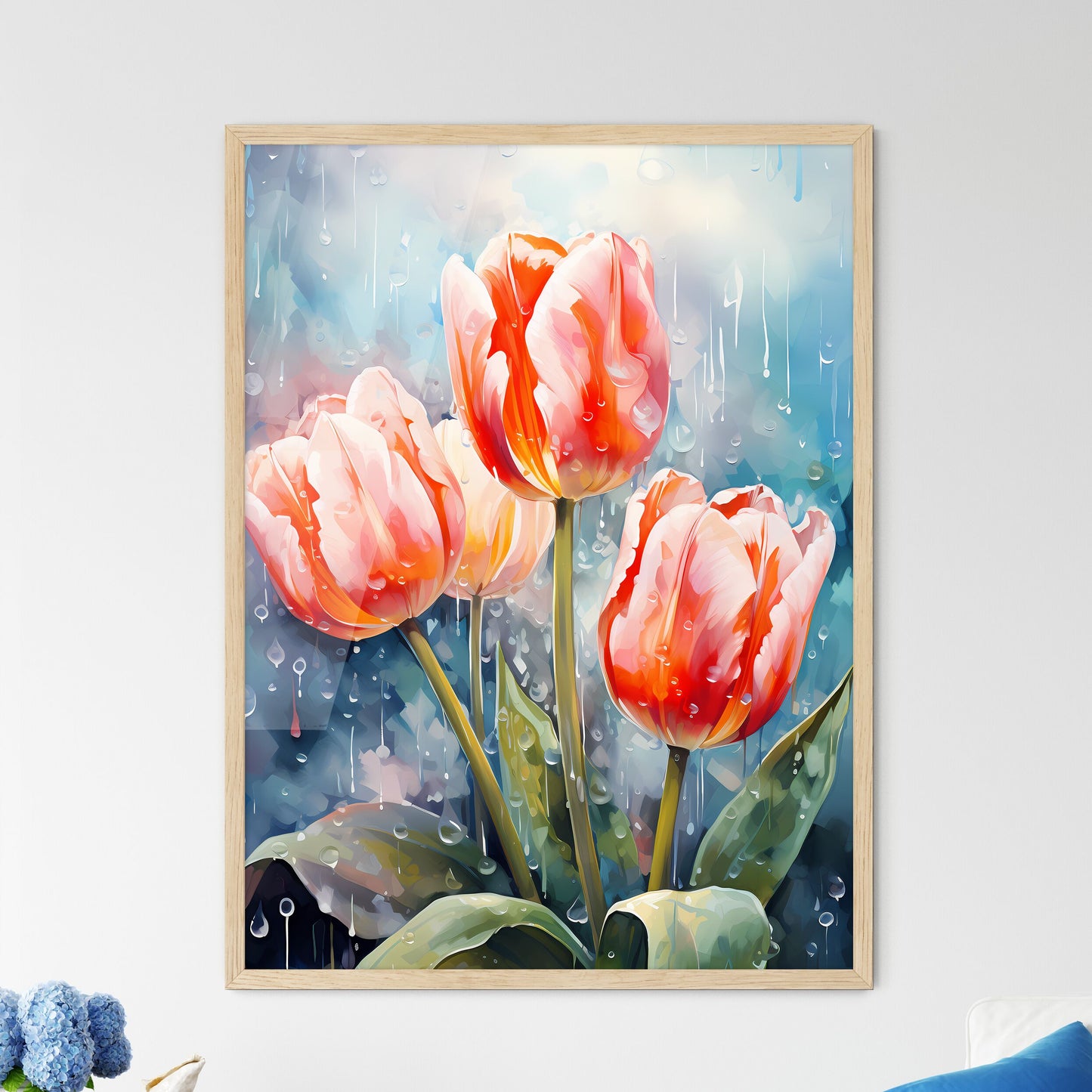 Colorful Fresh Spring Tulips Flowers With De - Framed Art Print