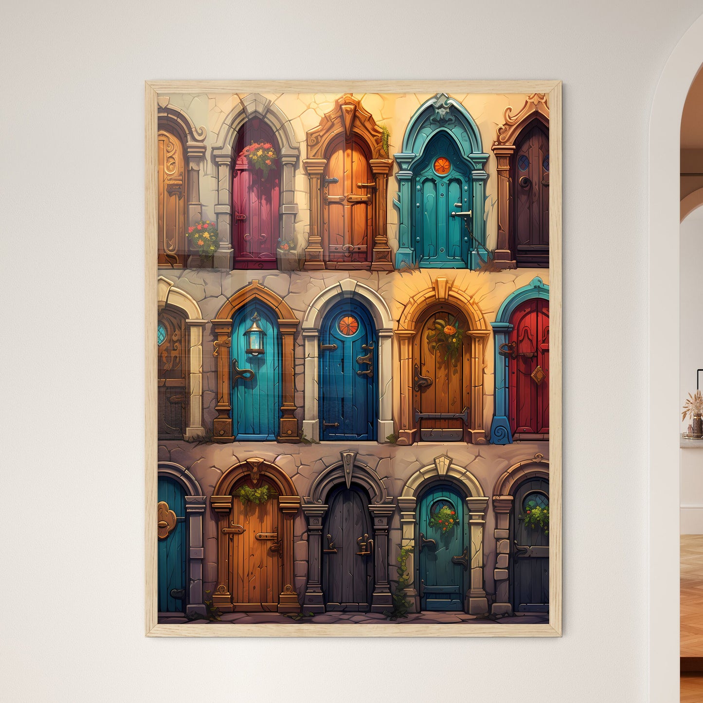 Compilation Of Old Doors - A Screenshot Of A Video Game Framed Art