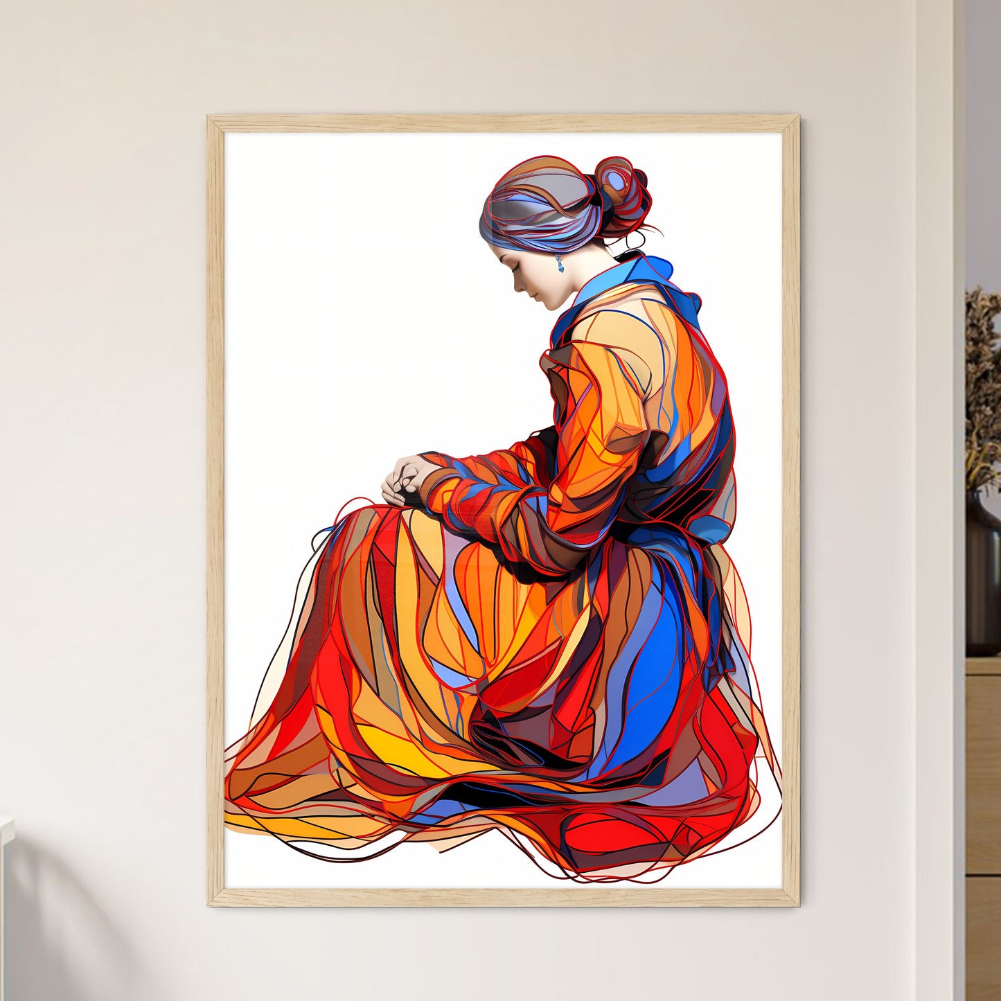Continuous Line Drawing - A Woman In A - Framed Art Print