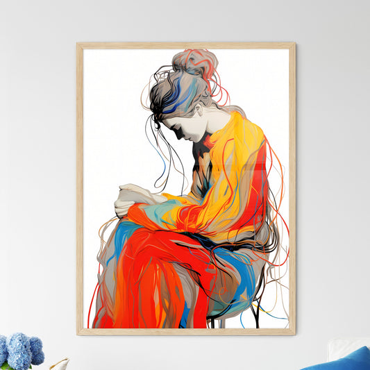 Continuous Line Drawing - A Woman Sitt - Framed Art Print