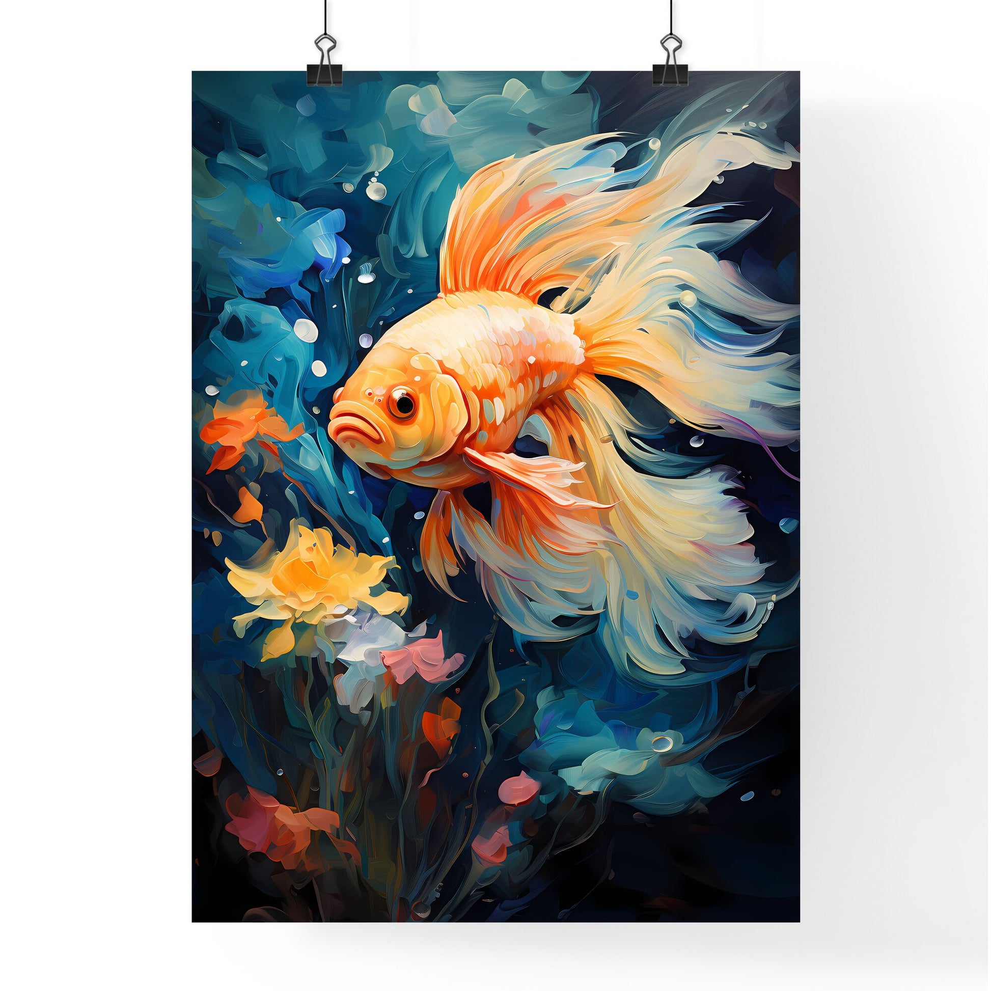 Fish In Aquarium - A Gold Fish Swimming In Water Default Title
