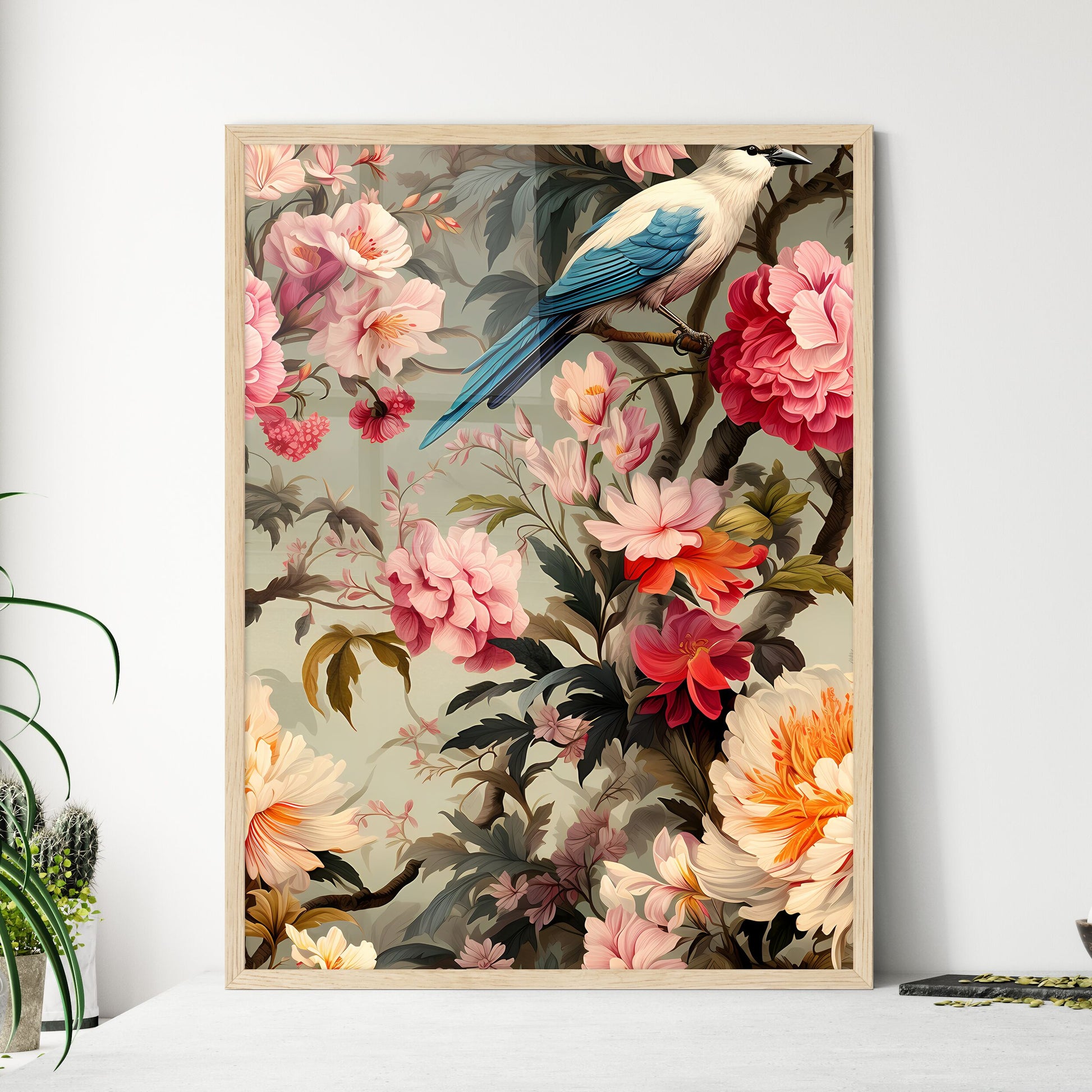 Foliate Pattern With Birds  Wall Art