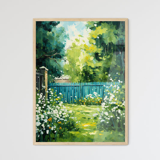 Green Large Fenced Backyard With Lawn Trees  - Framed Art Print
