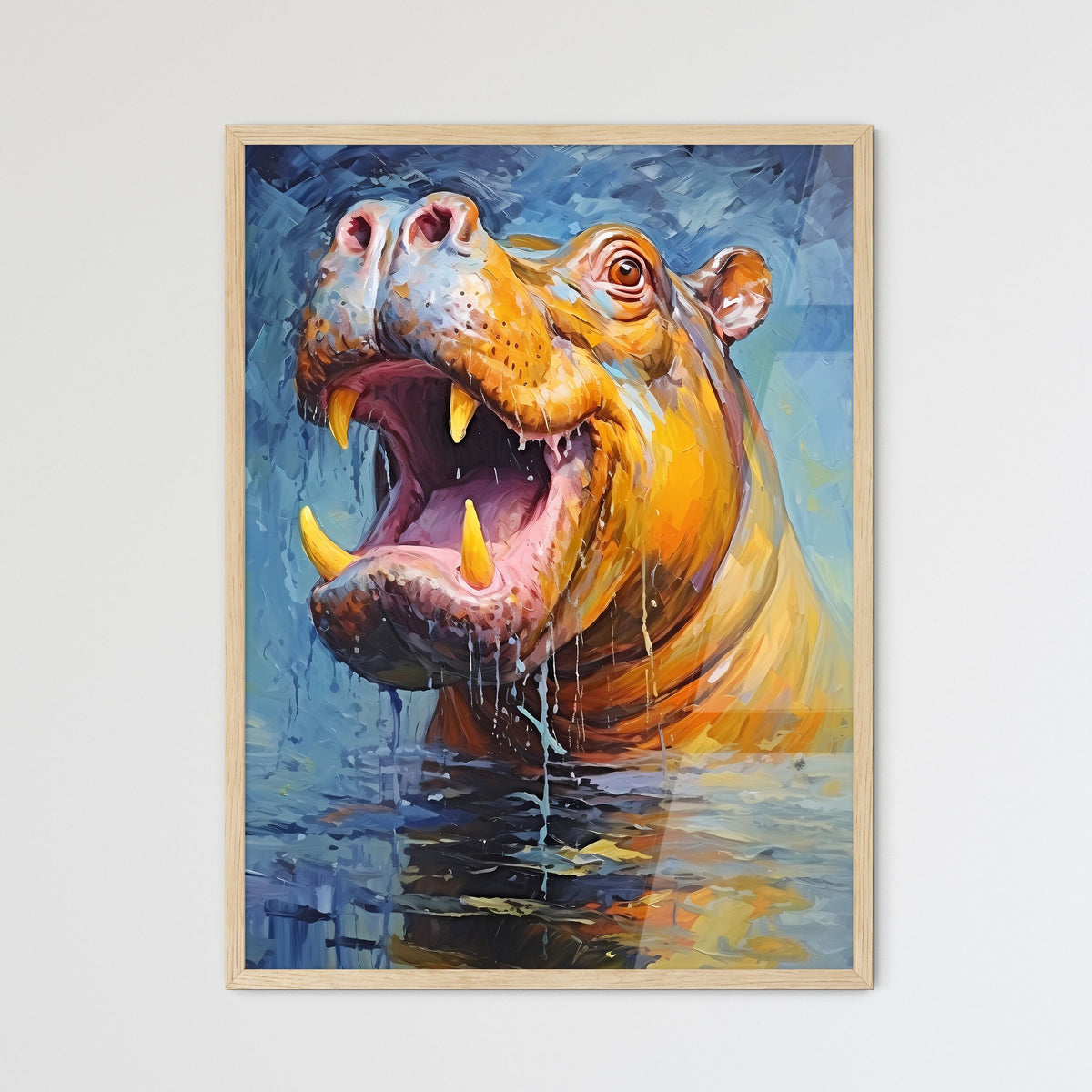 Hippopotamus With Mouth Wide Open  Wall Art