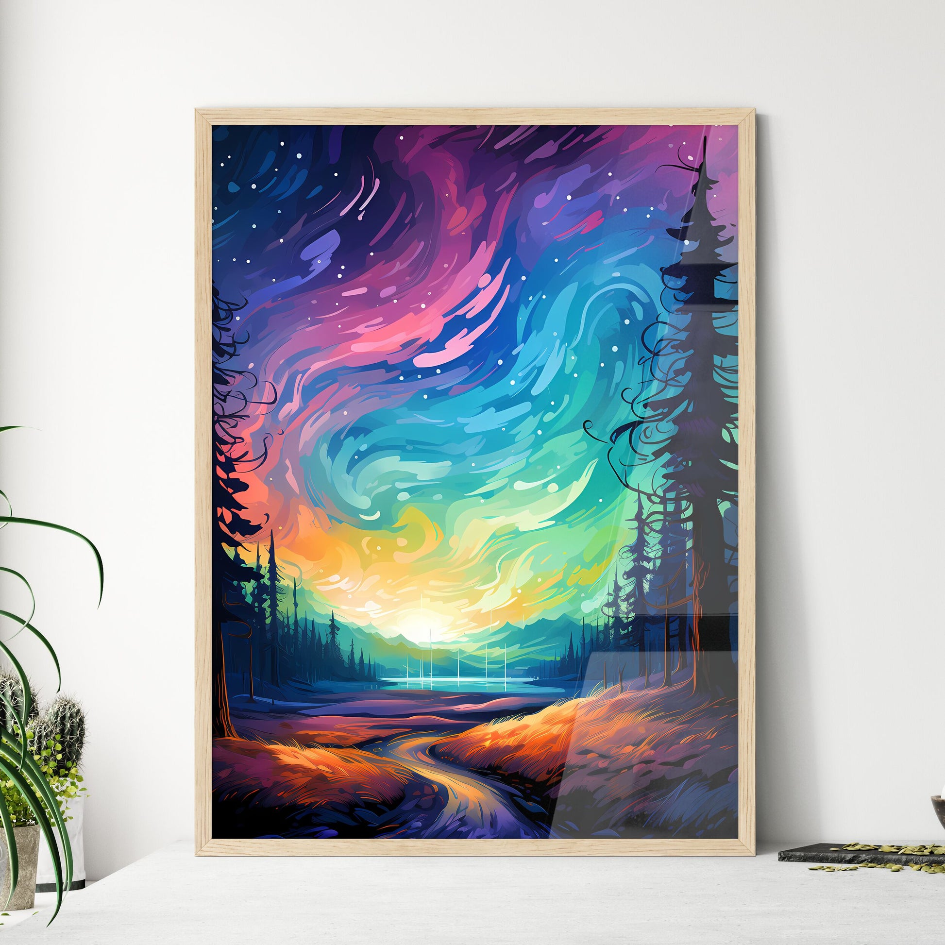 Icebergs At Night Jokulsarlon Lagoon Iceland - Framed Art Print
