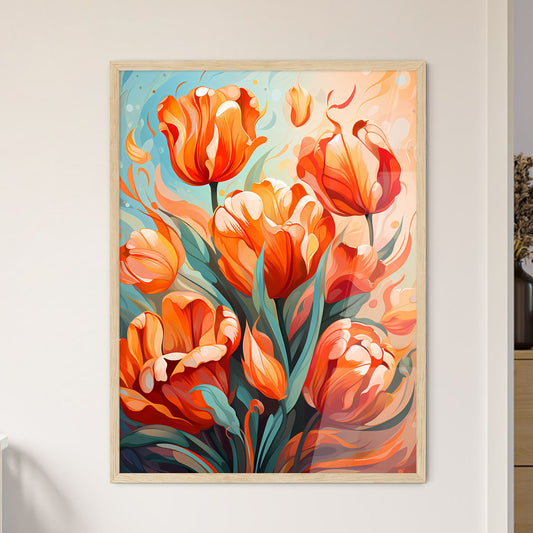 Isolated Red Tulips - A Painting O - Framed Art Print