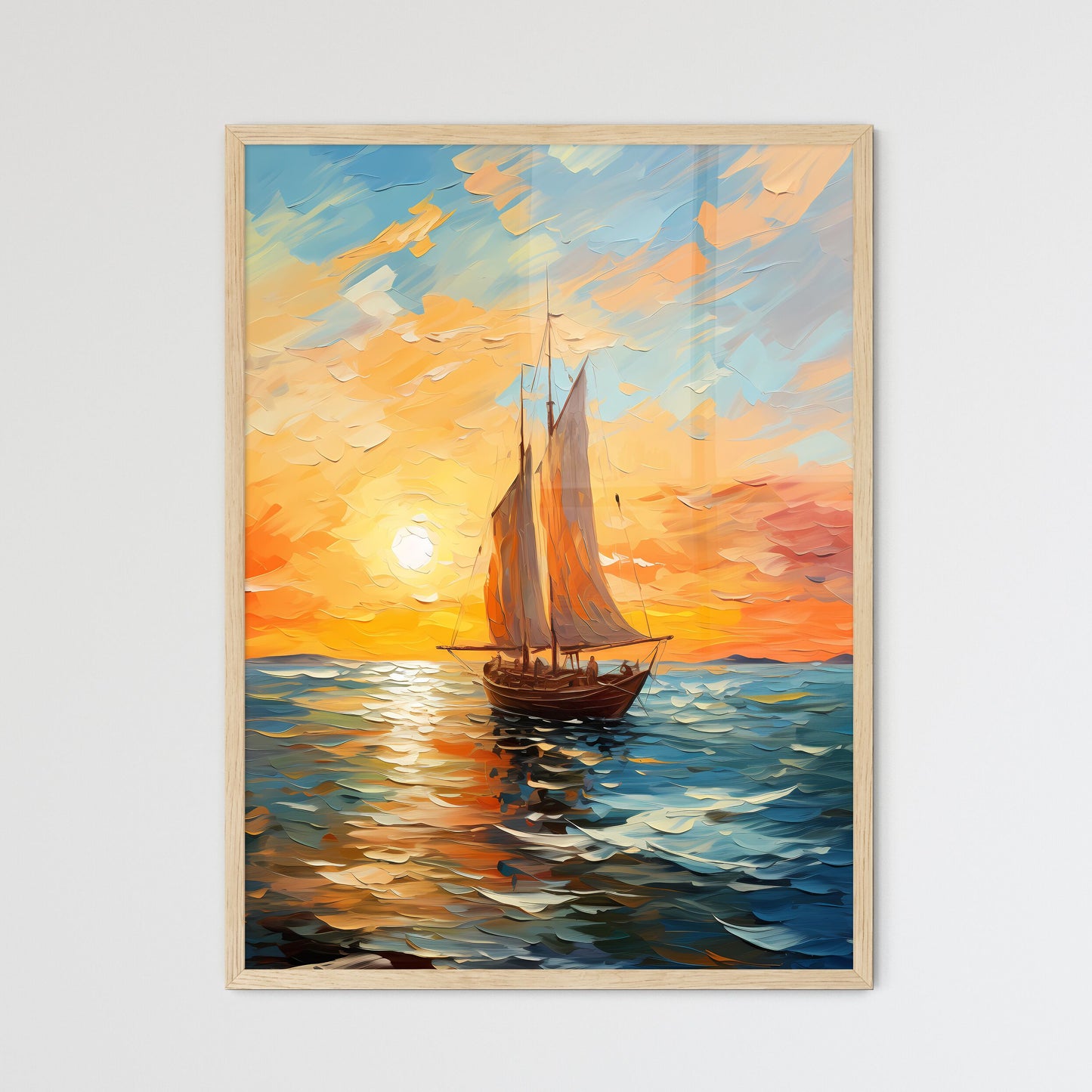 Landscape With Sailing Boats On The Sea - A  - Framed Art Print