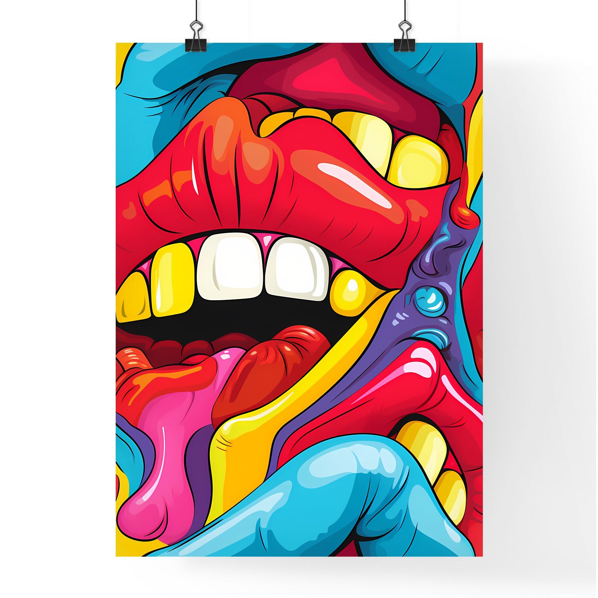 Mouth Pop Art Seamless Pattern - A Close Up Of A Colorful Mouth Default Title