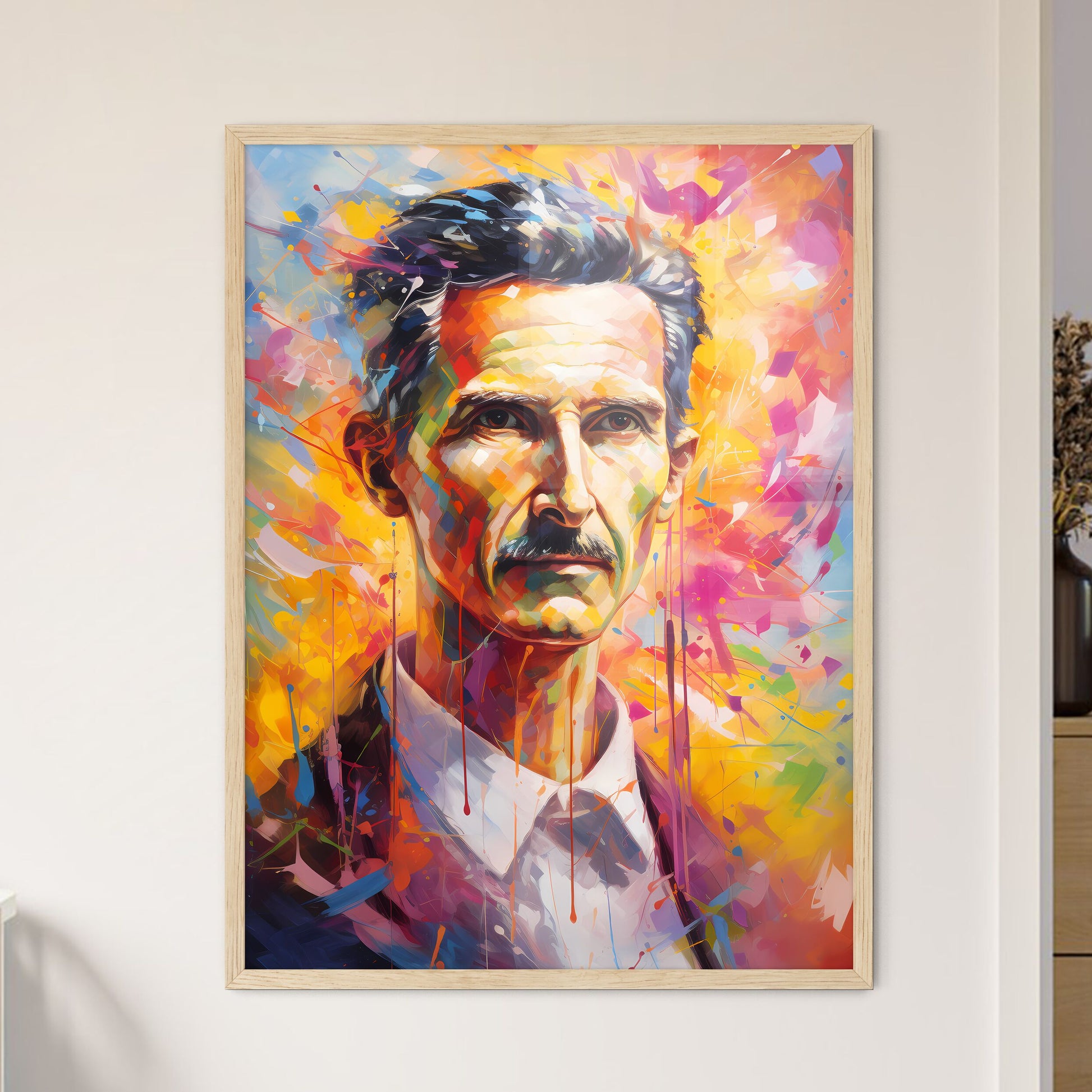 Nikola Tesla Portrait Illustration  Framed Print