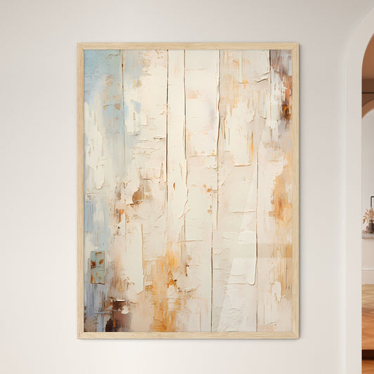 Old Wood Planks Vintage Painted With White Color - A Close Up Of A Painting Framed Art