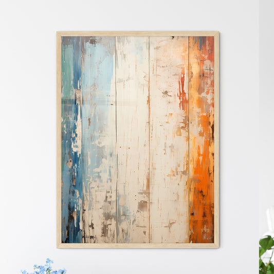 Old Wood Planks Vintage Painted With White C - Framed Art Print