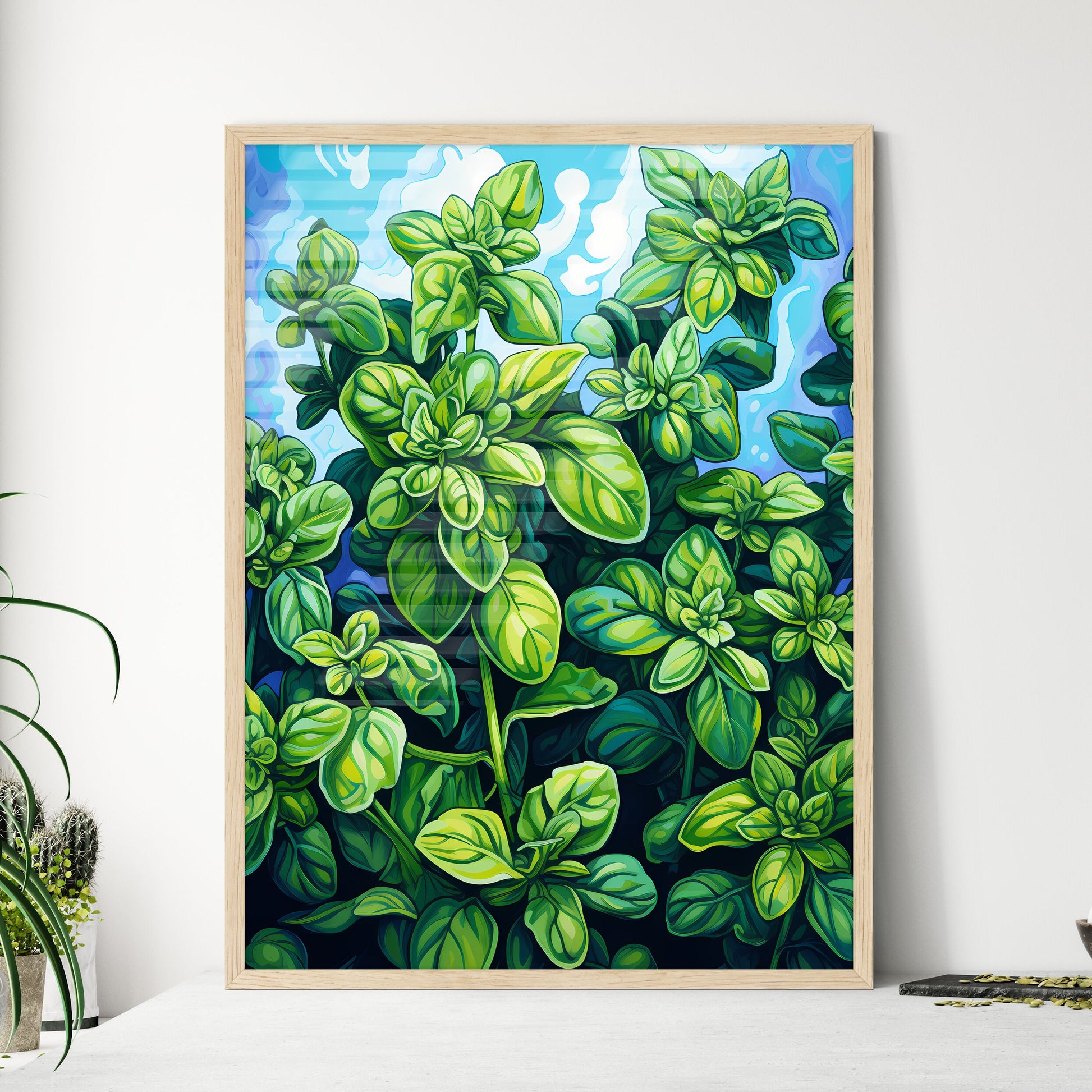 Oregano With Inscription - A Green Plan - Framed Art Print