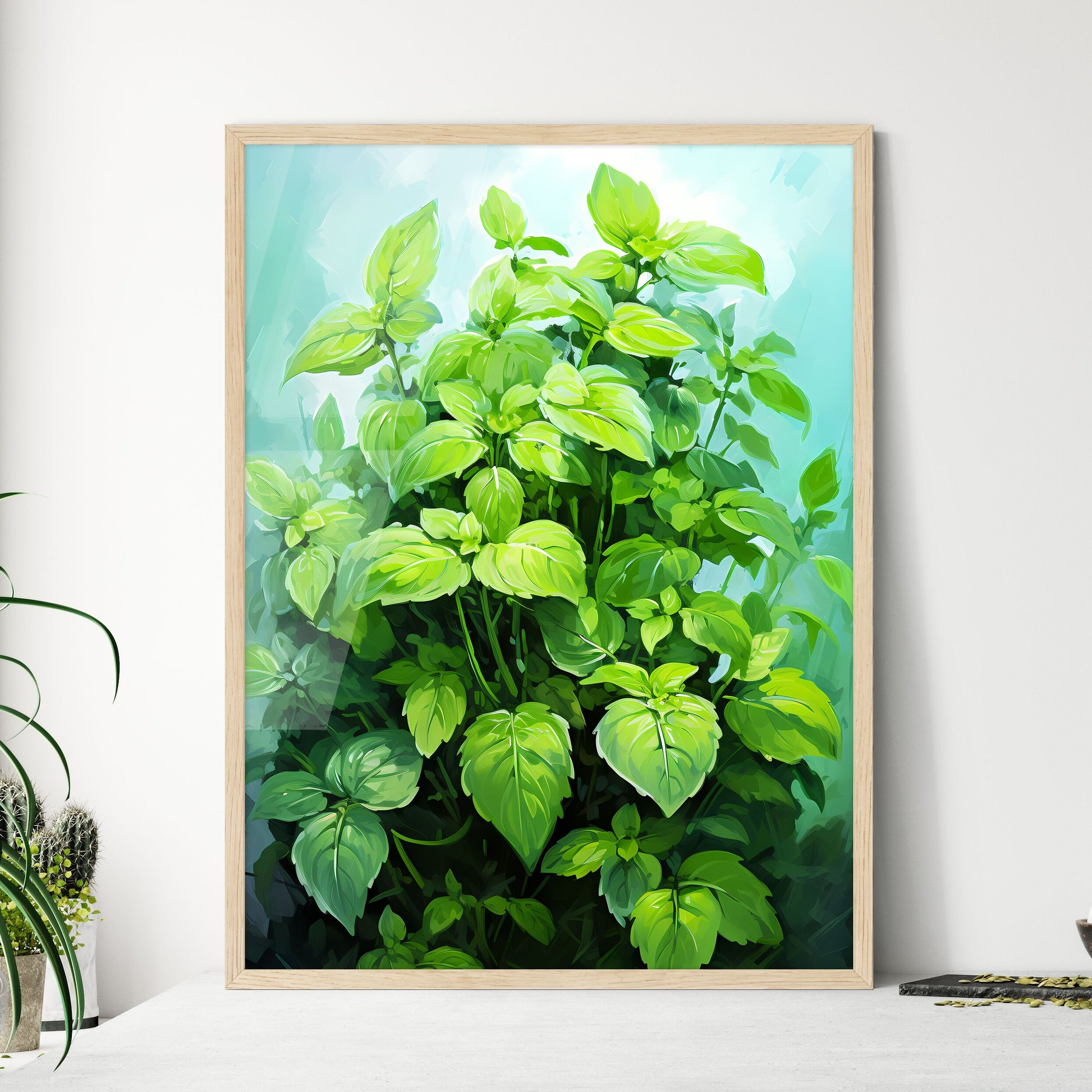 Oregano With Inscription - A Green Plan - Framed Art Print
