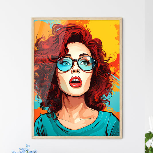 Pop Art Illustration Of Woman With The Speech Bubble - A Woman With Red Hair Wearing Glasses Default Title