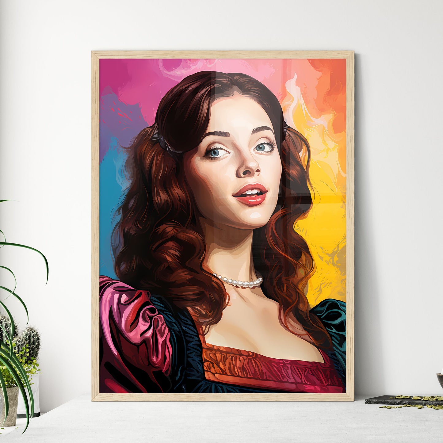 Pop Art Illustration Of Woman With The Speec - Framed Art Print