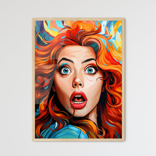Pop Art Illustration Surprised Girl - A Woma - Framed Art Print