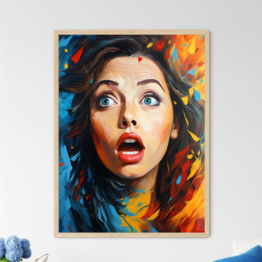 Pop Art Illustration Surprised Girl - A Woma - Framed Art Print