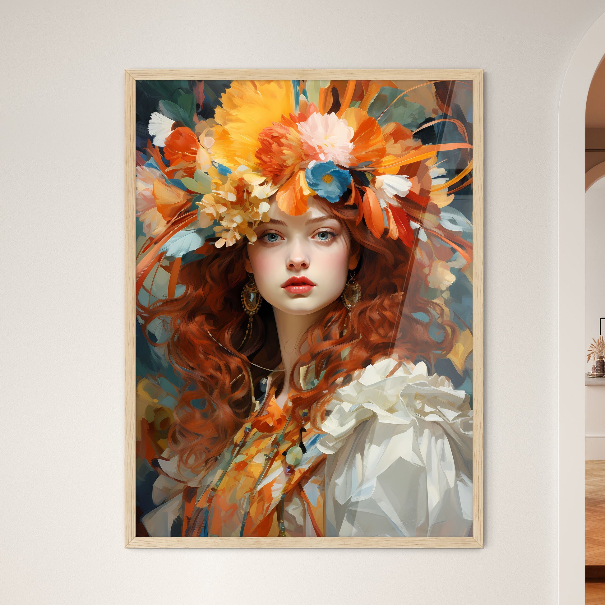 Portrait Of The Woman In Carnivals Suit - A  - Framed Art Print
