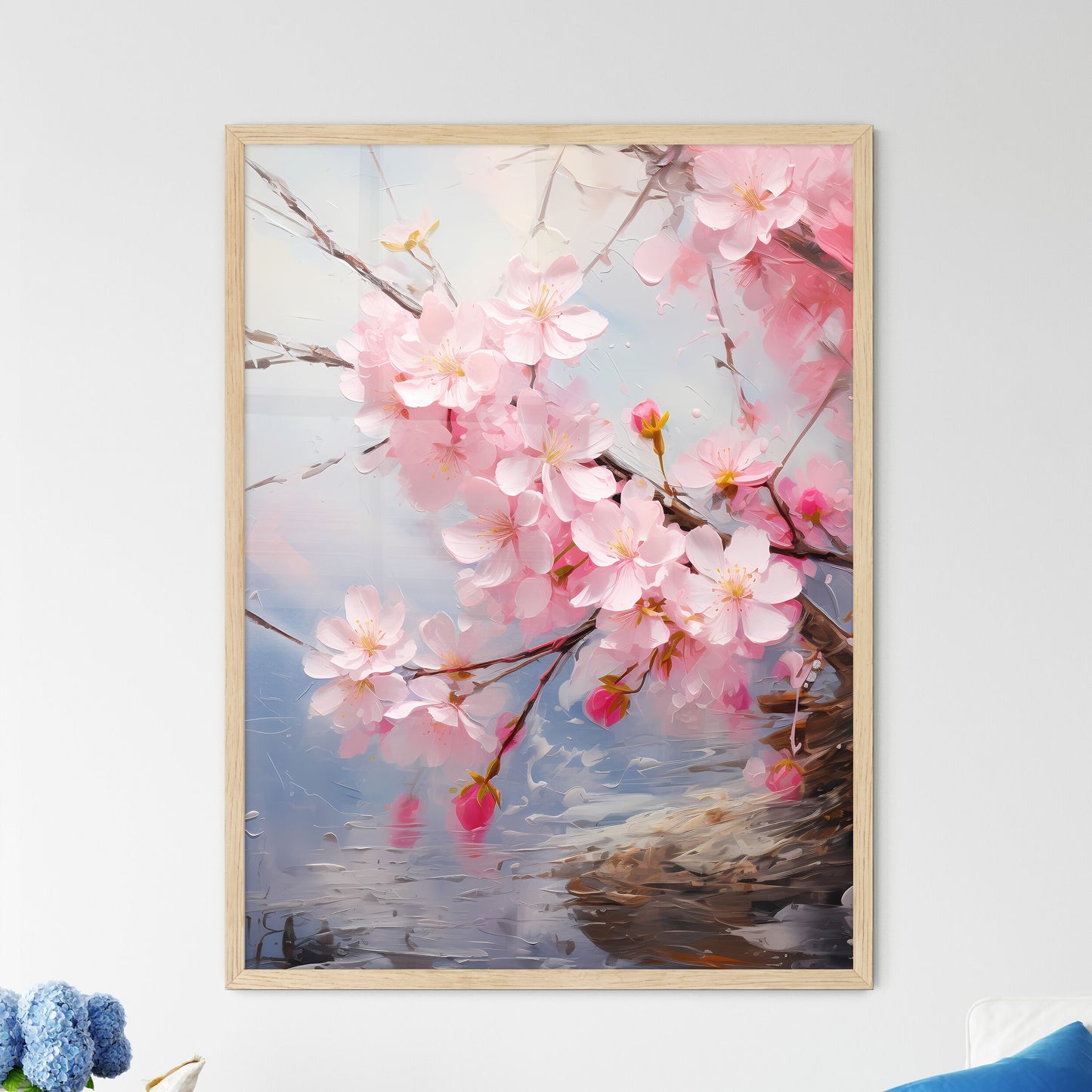 Sakura Bloom Japanese Art - A Close Up O - Framed Art Print