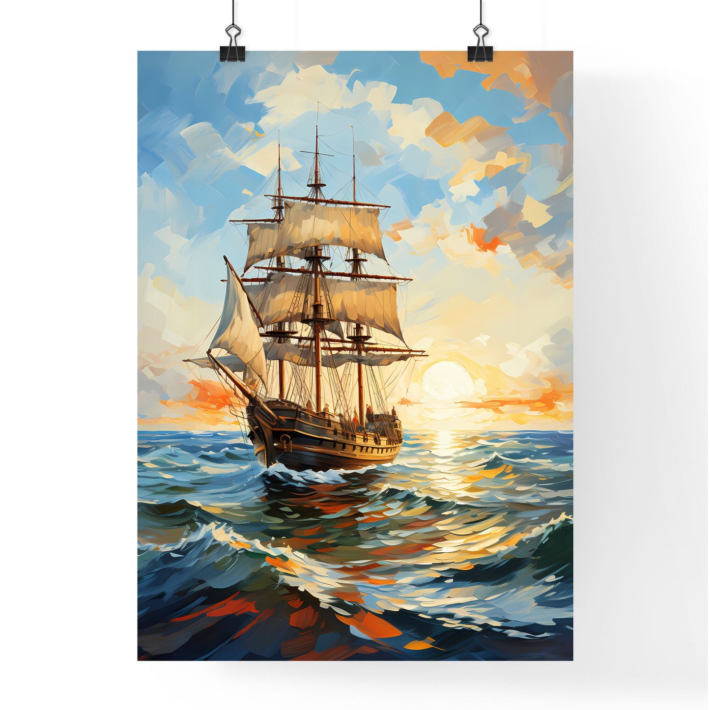 Santa Maria Nina And Pinta Of Christopher Columbus - A Painting Of A Ship In The Ocean Default Title