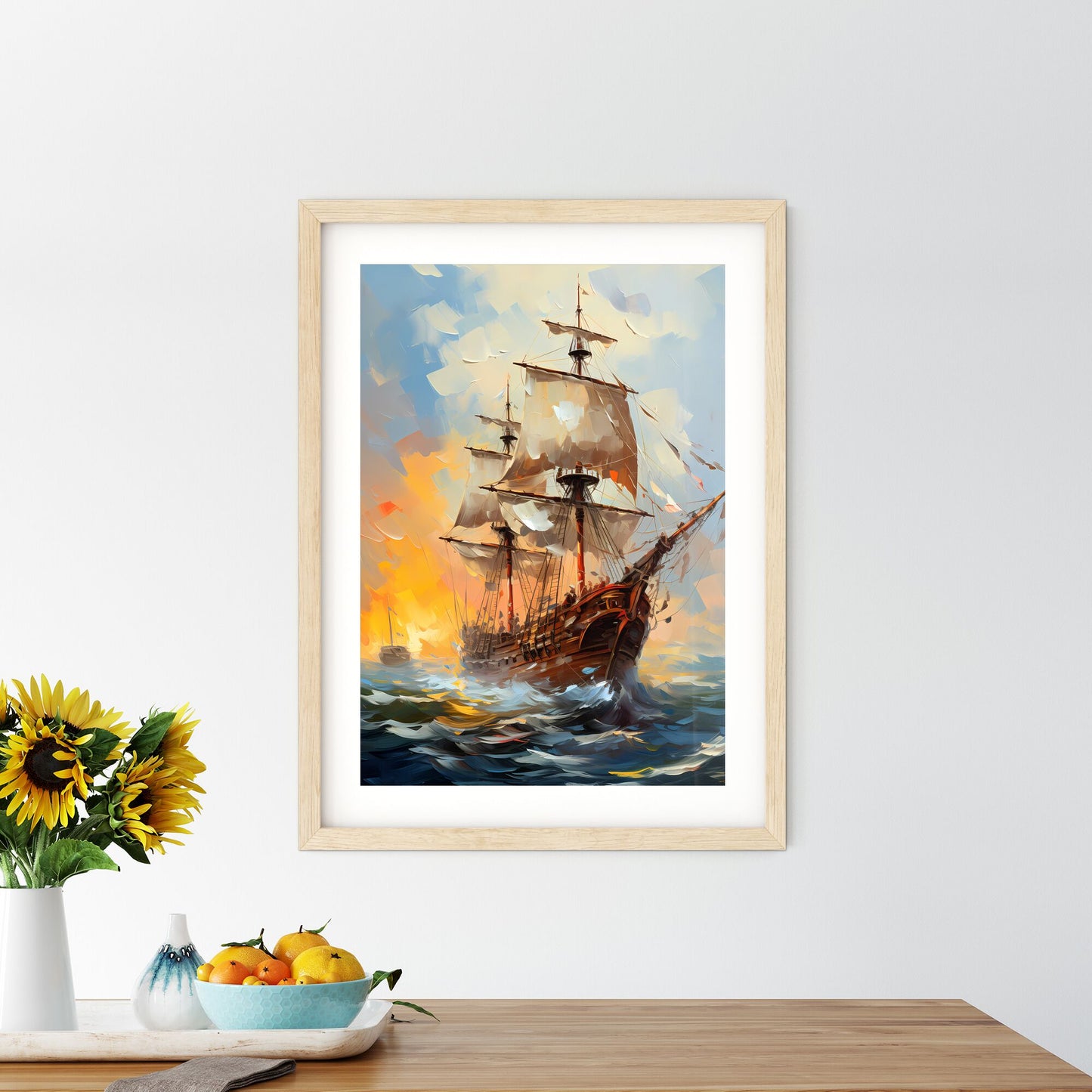 Santa Maria Nina And Pinta Of Christopher Columbus - A Painting Of A Ship In The Ocean With Golden Hind In The Background Default Title