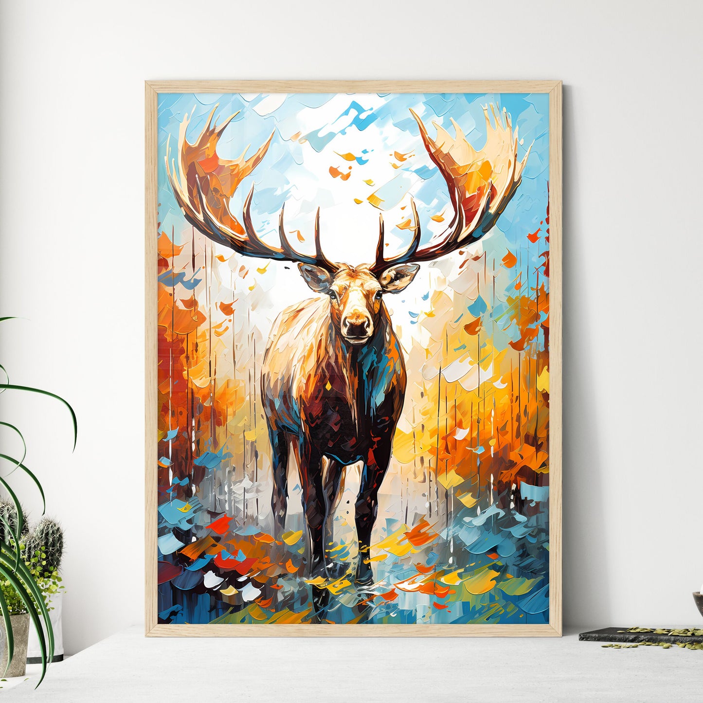 Silhouette Moose On White Background  Wall Art