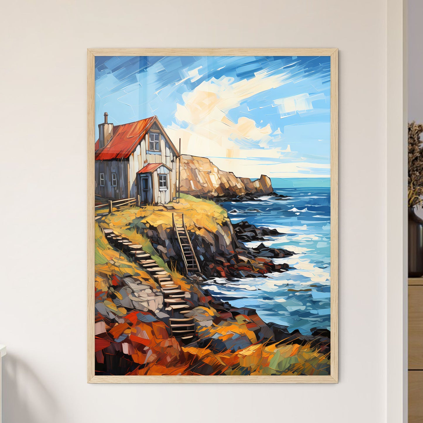Solitary House On The Donegal Coast Ireland - A House On A Cliff By The Ocean Framed Art