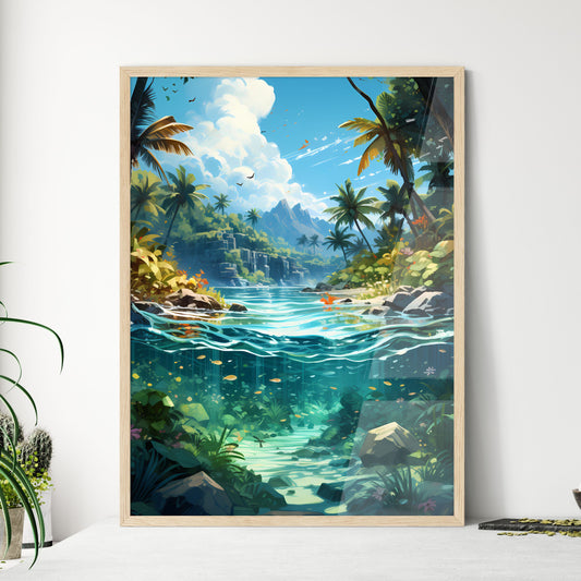 Split Shot Of Tropical Island - A Tropical L - Framed Art Print
