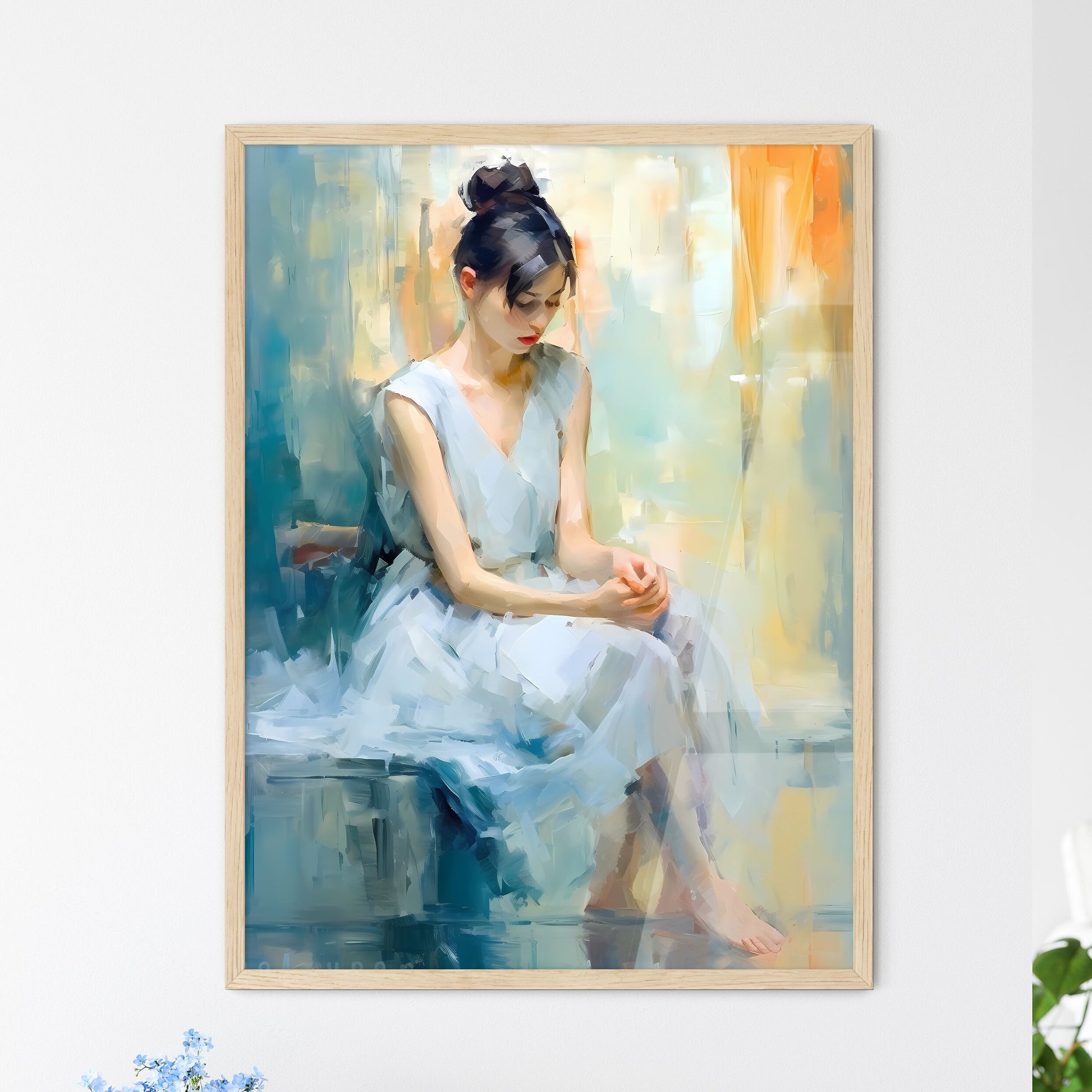 The Ballerina Sitting Near A Mirror - A Pain - Framed Art Print
