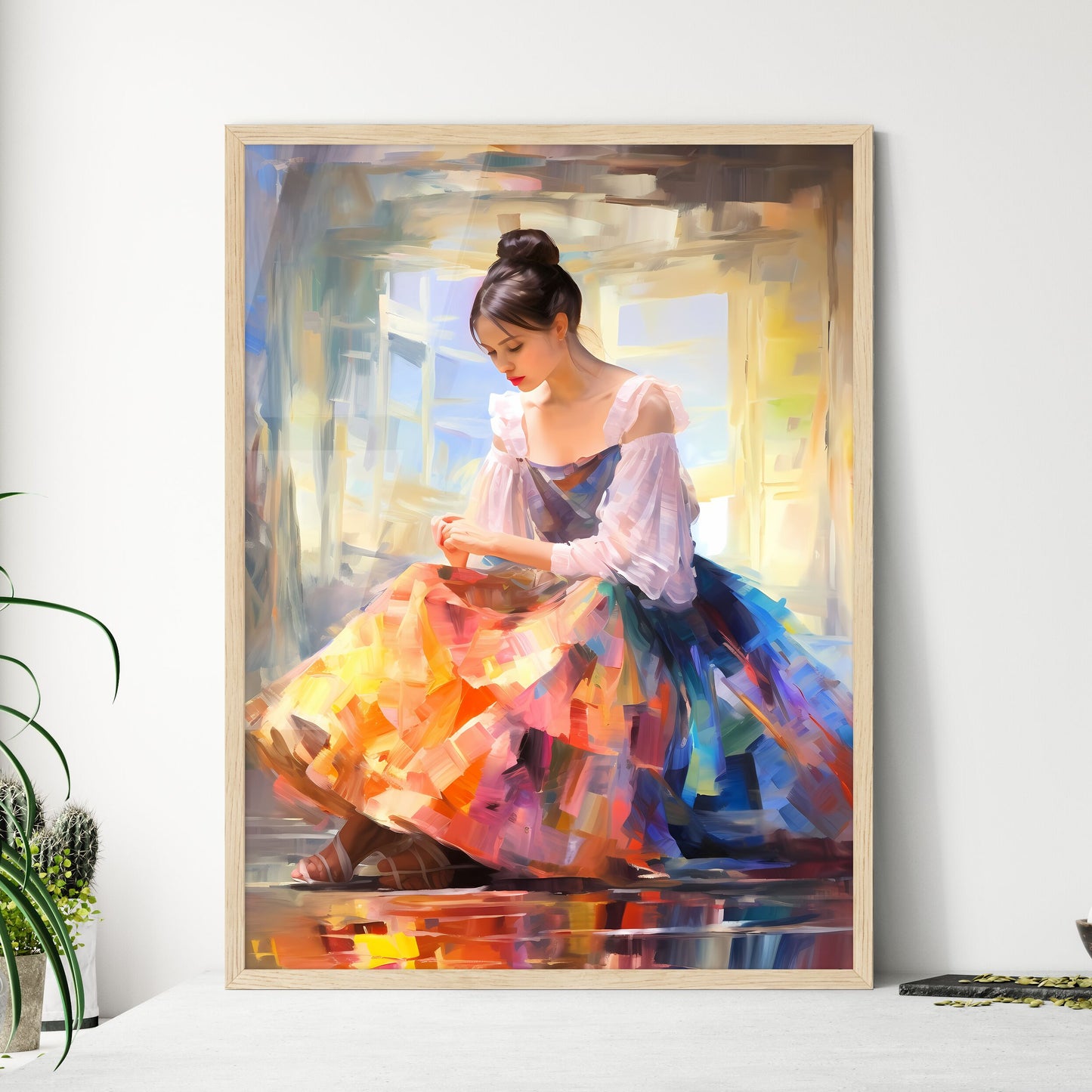 The Ballerina Sitting Near A Mirror - A Woma - Framed Art Print