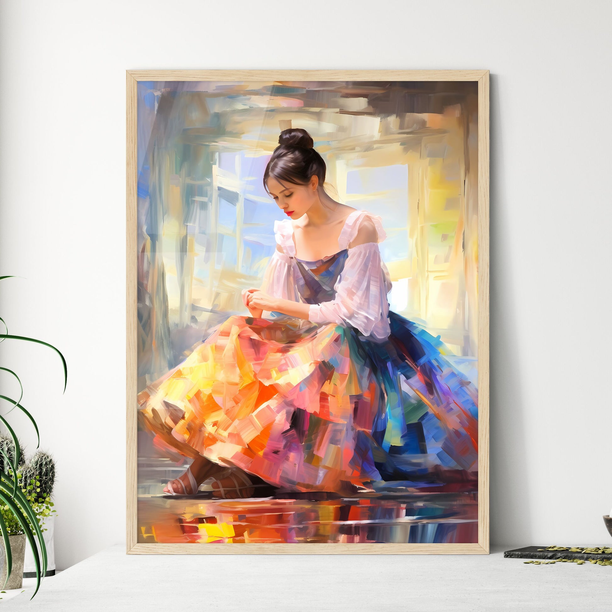 The Ballerina Sitting Near A Mirror - A Woma - Framed Art Print