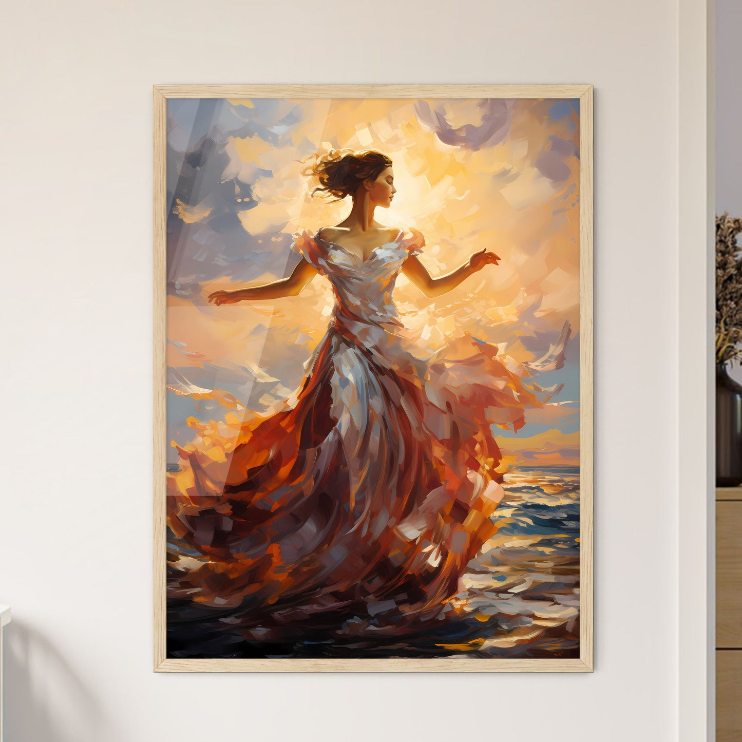 The Ballerina Soaring Against The Coming Sun - Framed Art Print