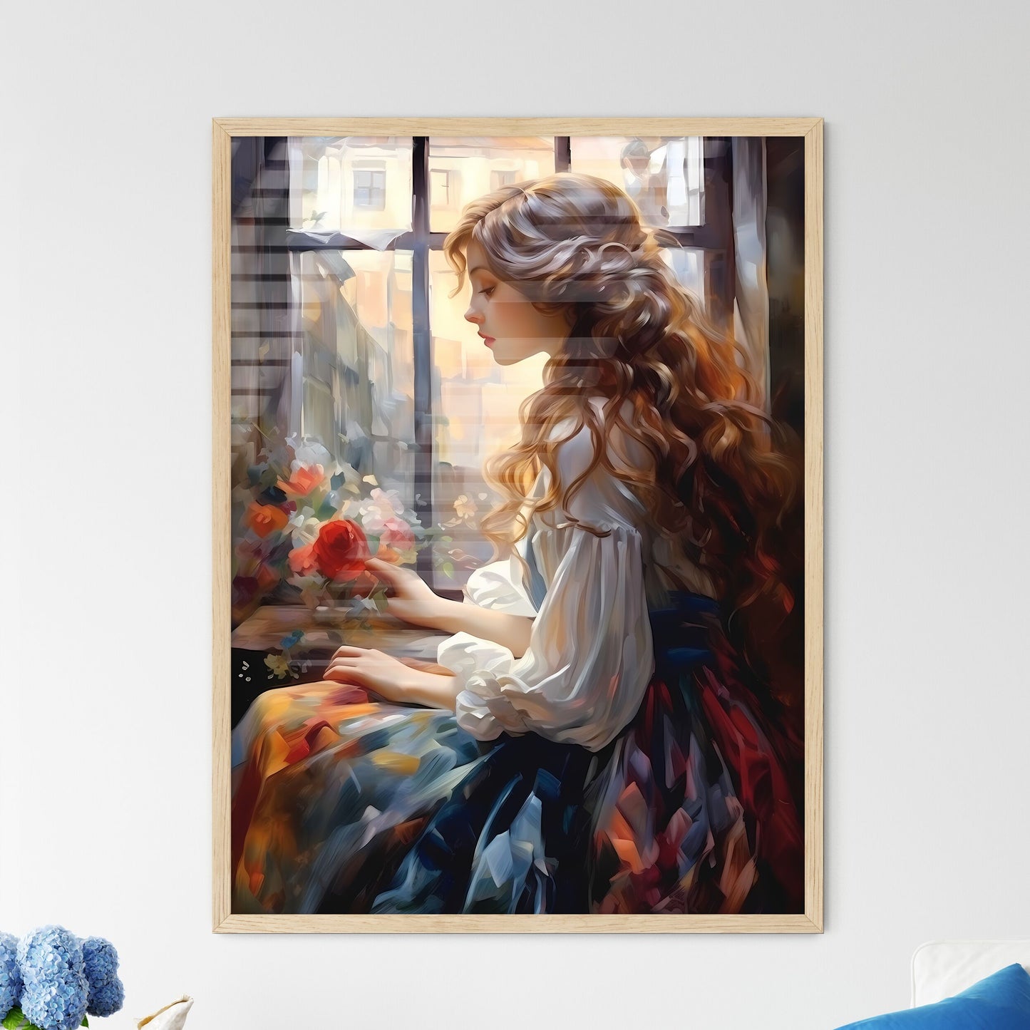 The Beautiful Girl Sitting At A Window - A W - Framed Art Print