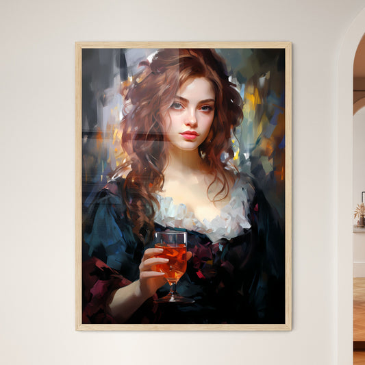 The Beautiful Girl With A Glass And A Cigare - Framed Art Print