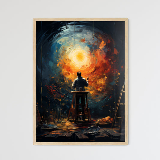 The Full Moon Through A 0.2-Metre Telescope - A Man Painting A Colorful Explosion Default Title