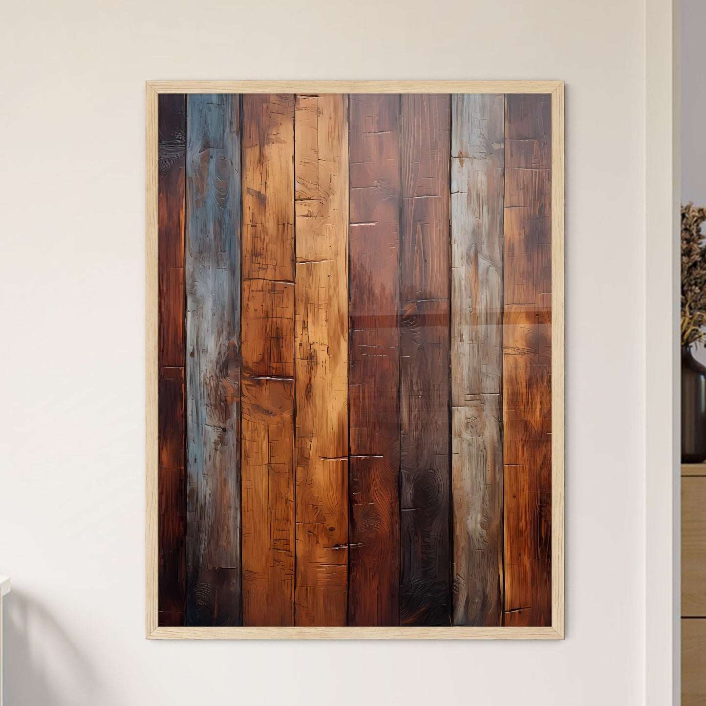 The Old Brown Wooden Wall - A Wood Planks With Different Colors Framed Art
