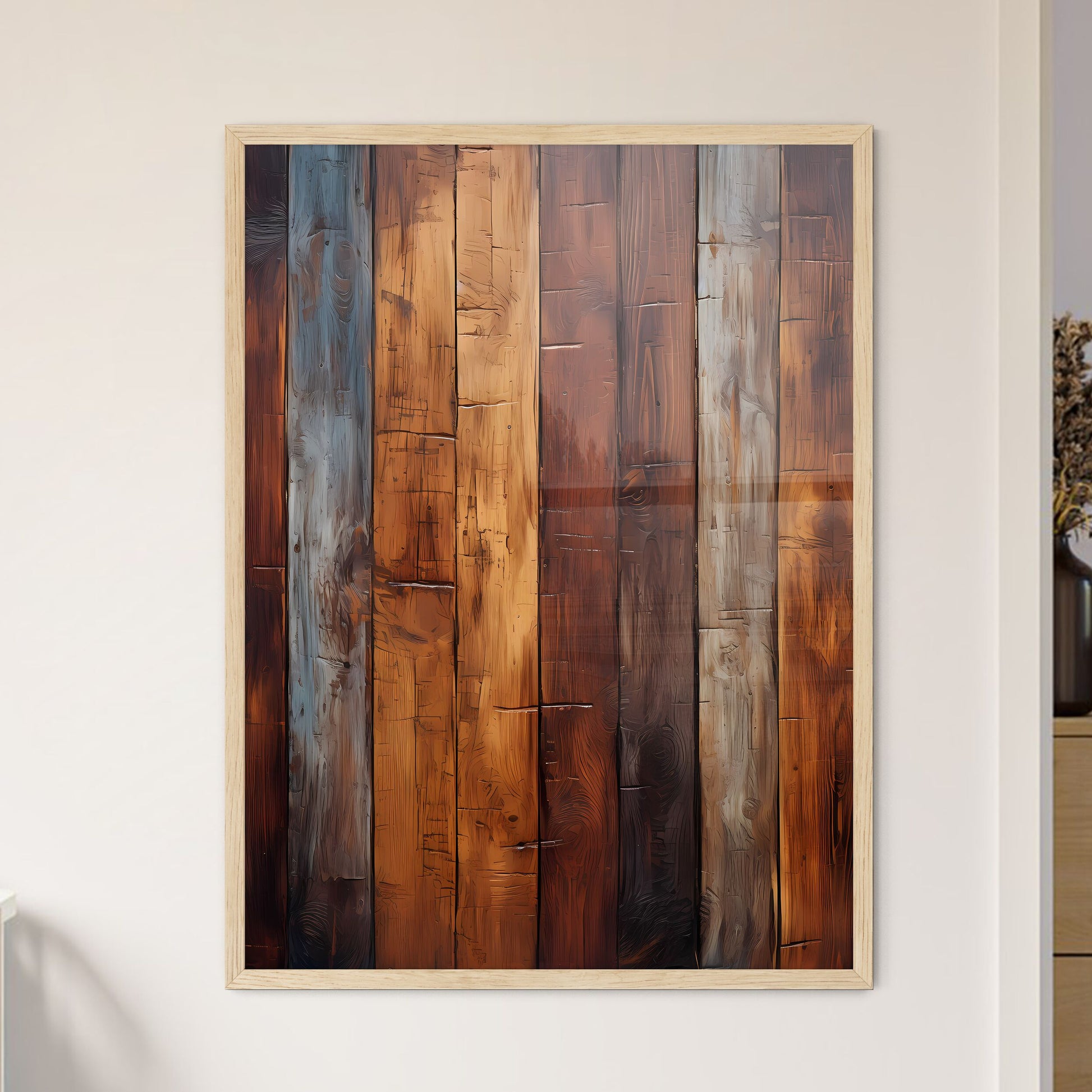 The Old Brown Wooden Wall - A Wood Planks With Different Colors Framed Art
