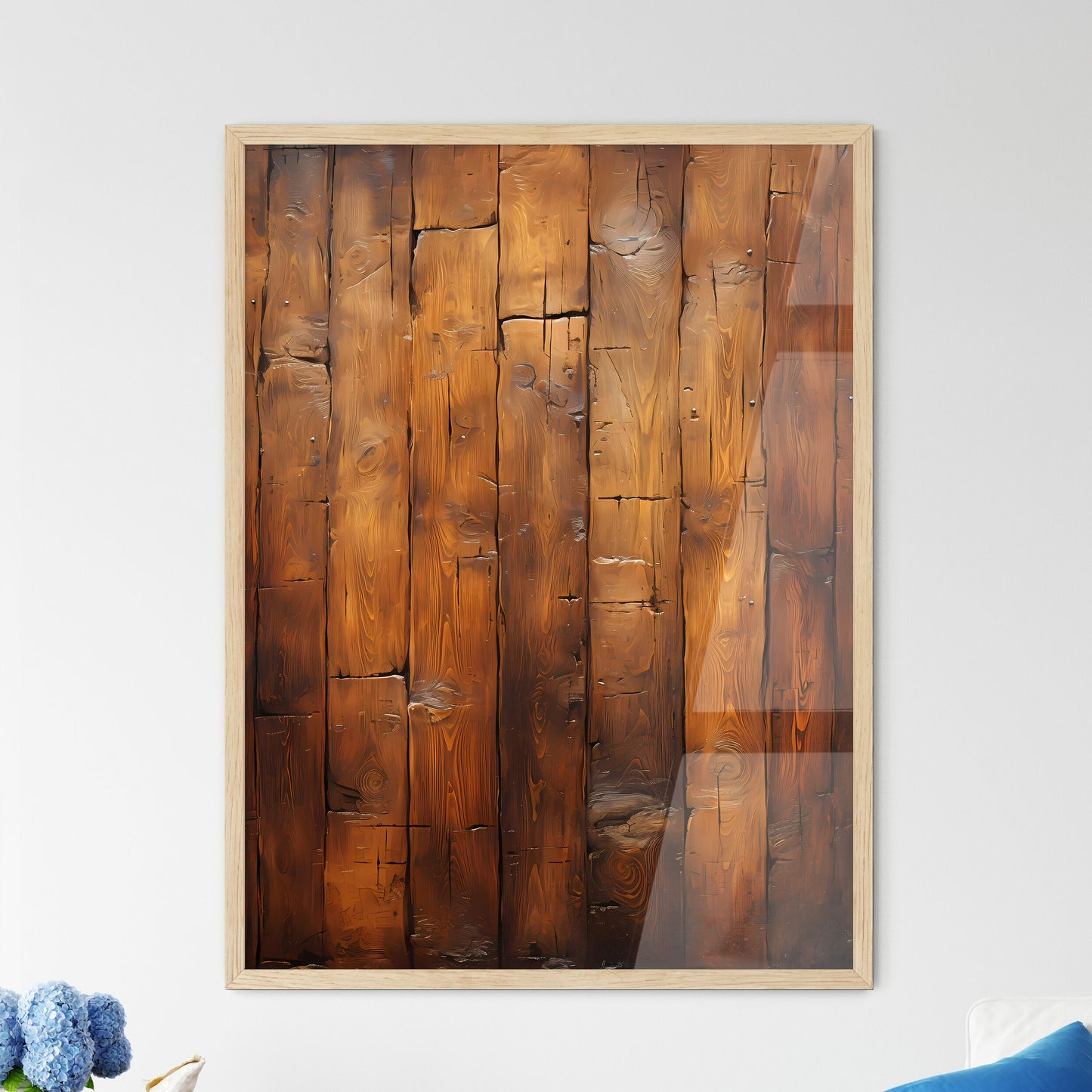 The Old Brown Wooden Wall - A Wood Planks With Cracks Framed Art