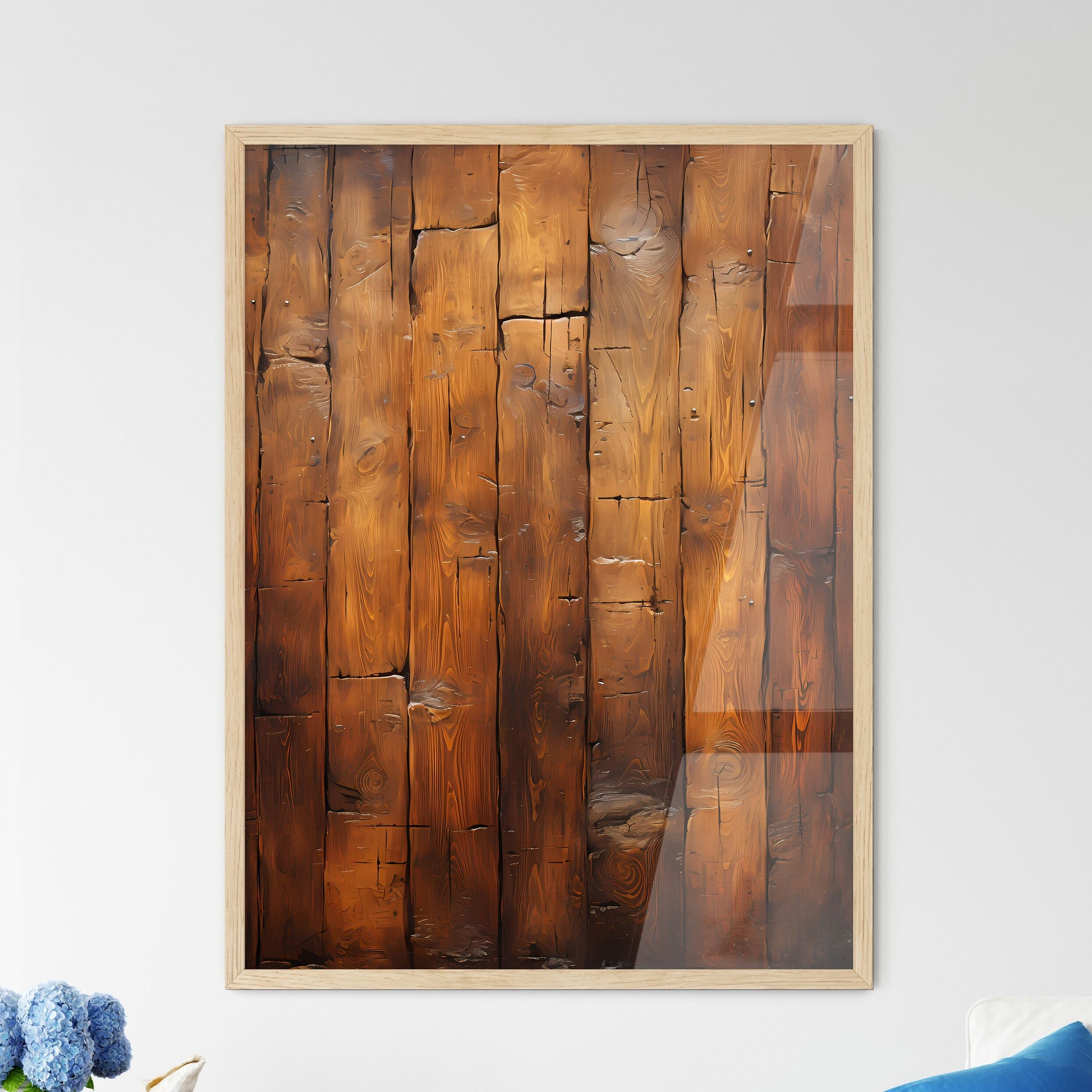 The Old Brown Wooden Wall - A Wood Planks With Cracks Framed Art