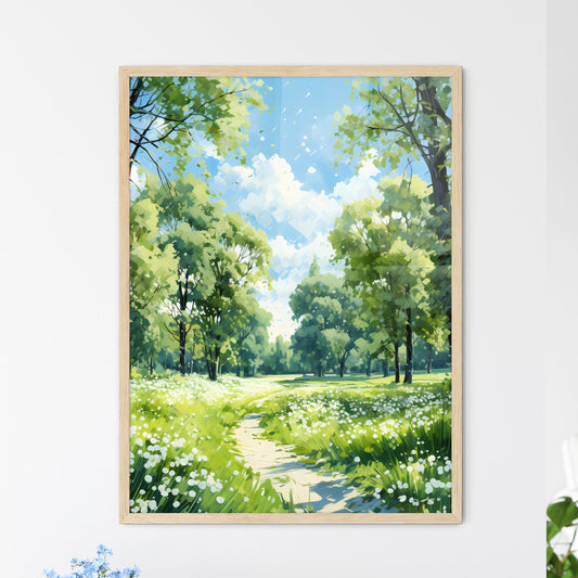 Trees And Lawn On A Bright Summer Day - A Pa - Framed Art Print