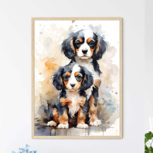 Two Cavalier King Charles Spaniel Puppies - A Couple Of Dogs Sitting Together Default Title