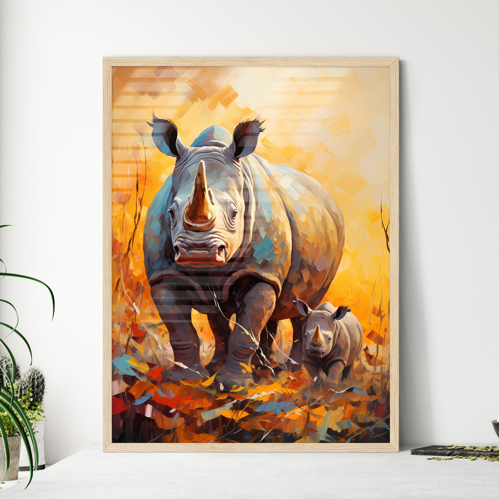 Two Endangered Black Rhinocerous  Wall Art